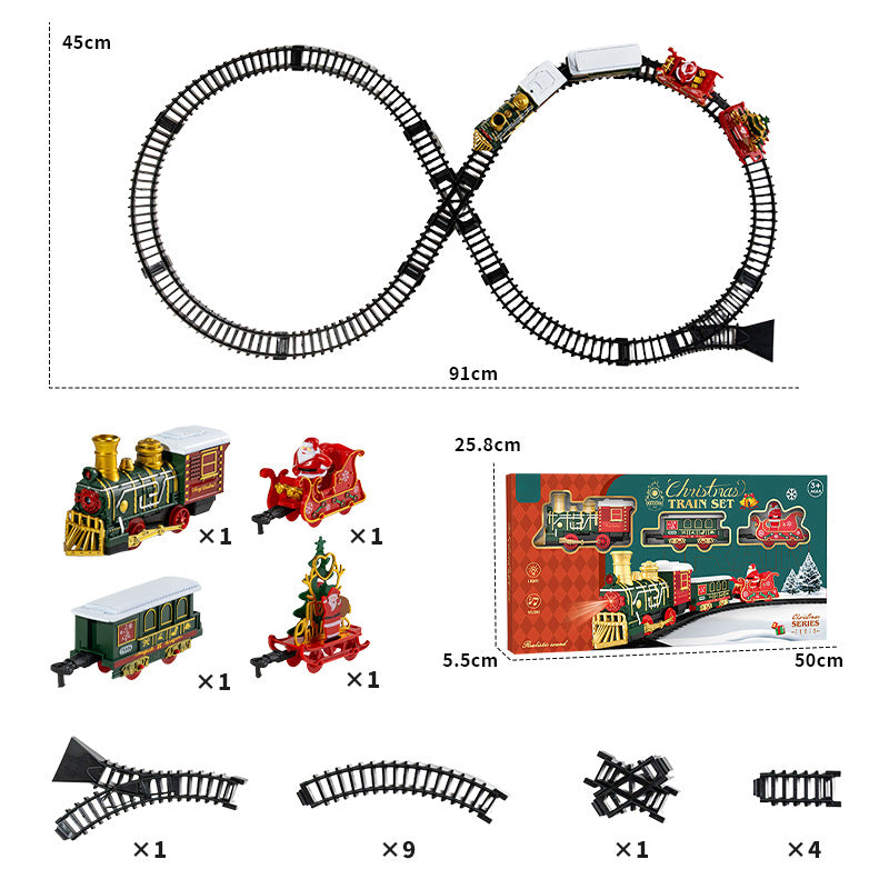 Christmas Train Set with LED Light & Santa Car, Christmas Village Railway Decoration - product image 5
