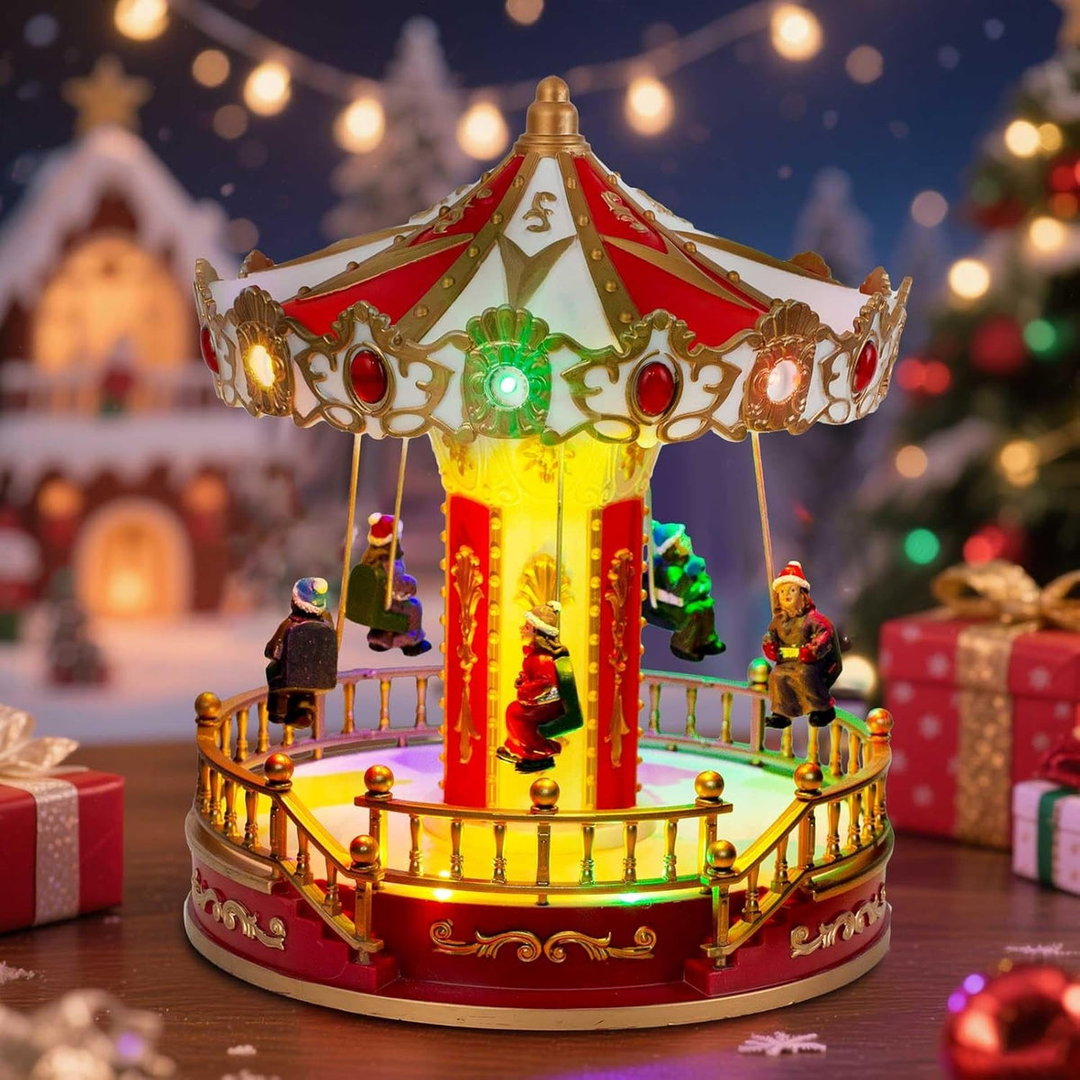 Christmas Village Animated Carousel with LED Lights & Music - product image 9