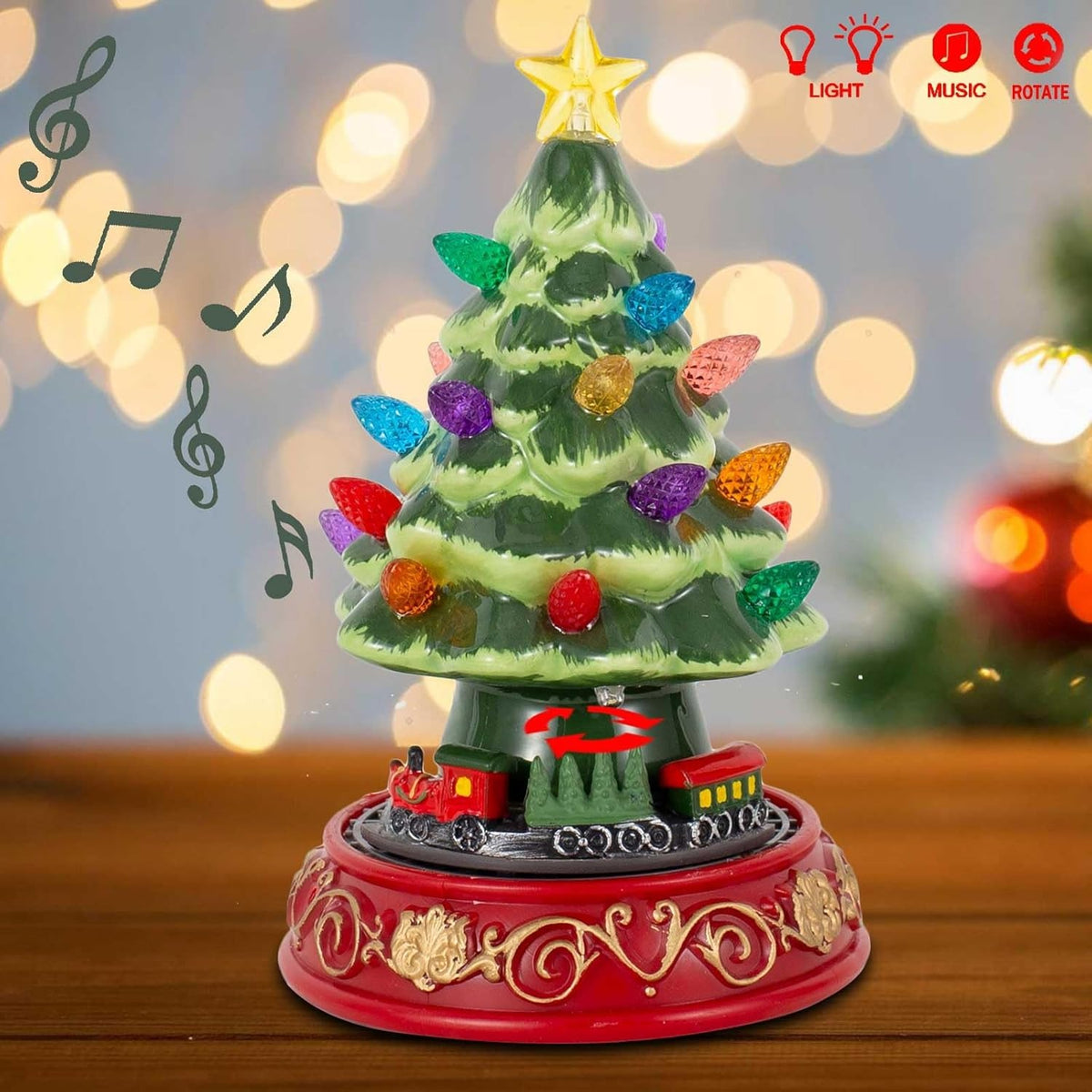 Christmas Village Musical Tree With Rotating Train & LED Lights - product image 5