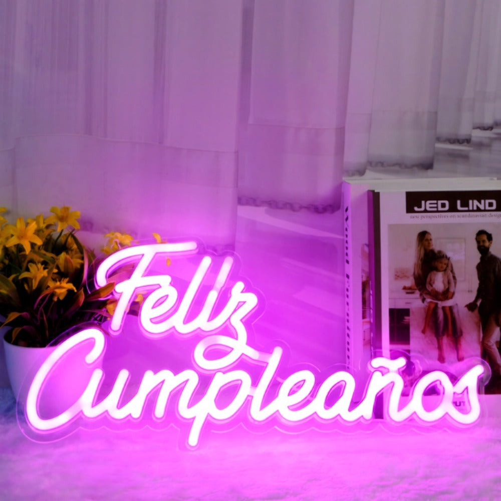 LED Neon Sign Feliz Cumpleaños Spanish Happy Birthday Light Decor for Party & Events - product image 4