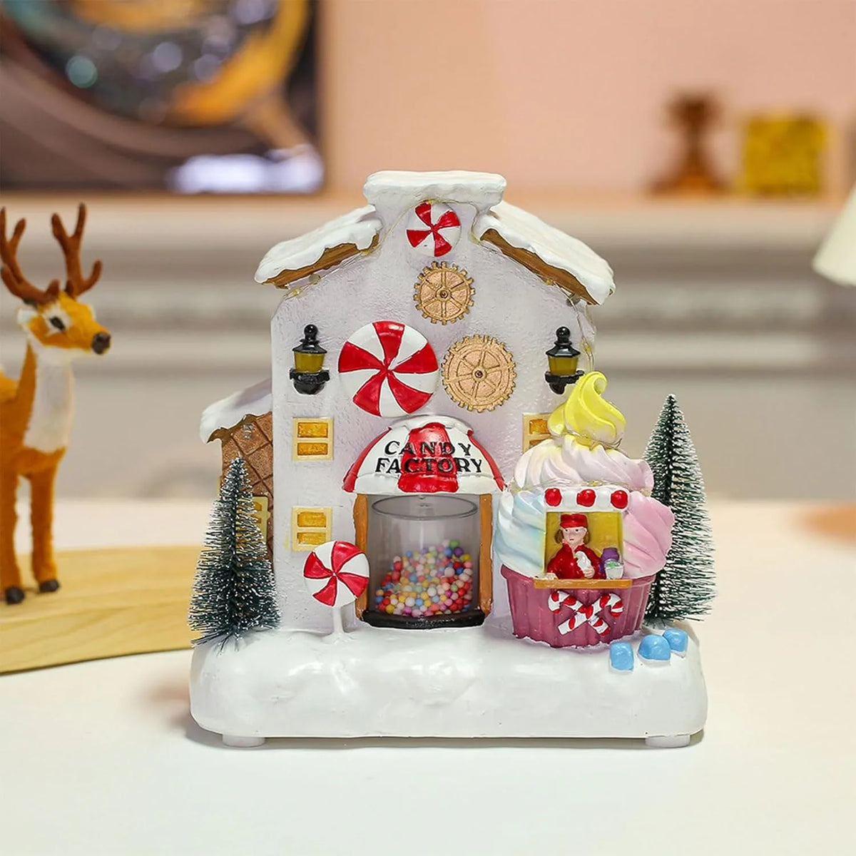 Christmas Village Musical Candy Factory with Rotating Sweets & LEDs - product image 5