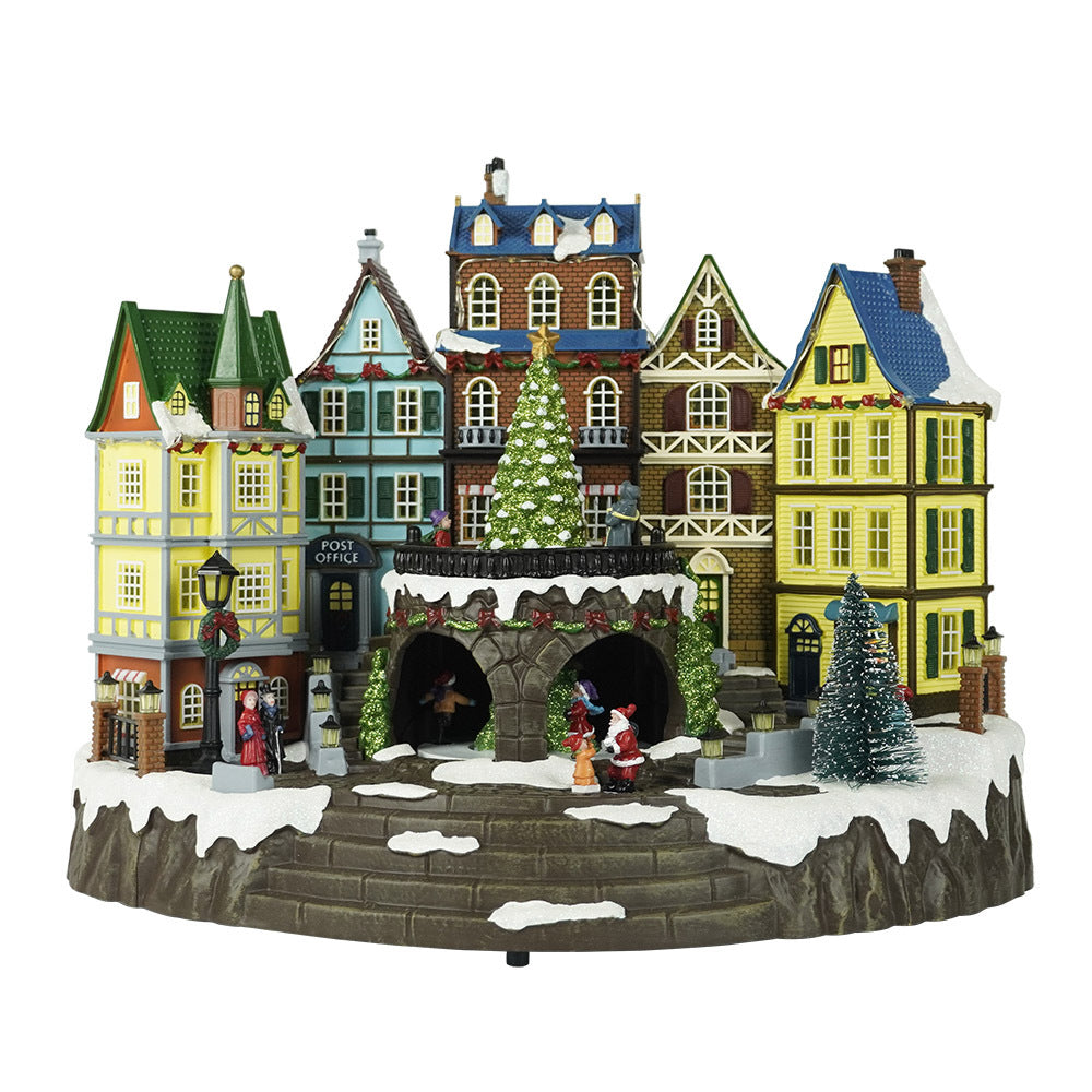 Christmas Village Musical Holiday Town Scene With Moving Tree & Children - product image 5