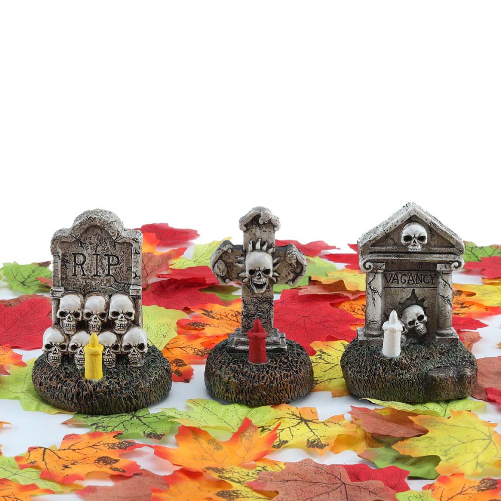 Halloween Village Accessories Tombstone Decorations for Home Spooky Graveyard Vi