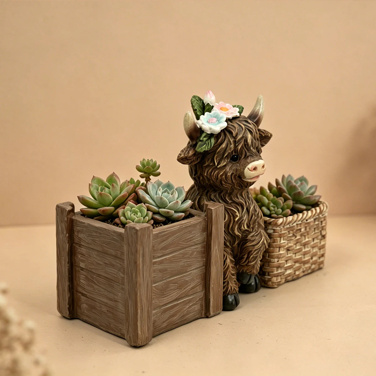 Cute Highland Cow Succulent Planter Resin Flower Pot for Home & Garden Decor - product image 2