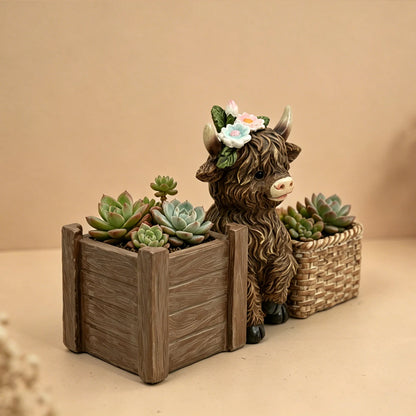 Cute Highland Cow Succulent Planter Resin Flower Pot for Home & Garden Decor - product image 2