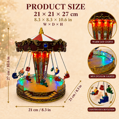 Christmas Village Carousel Lighted Musical Rotating Swing Ride Decoration - product image 4