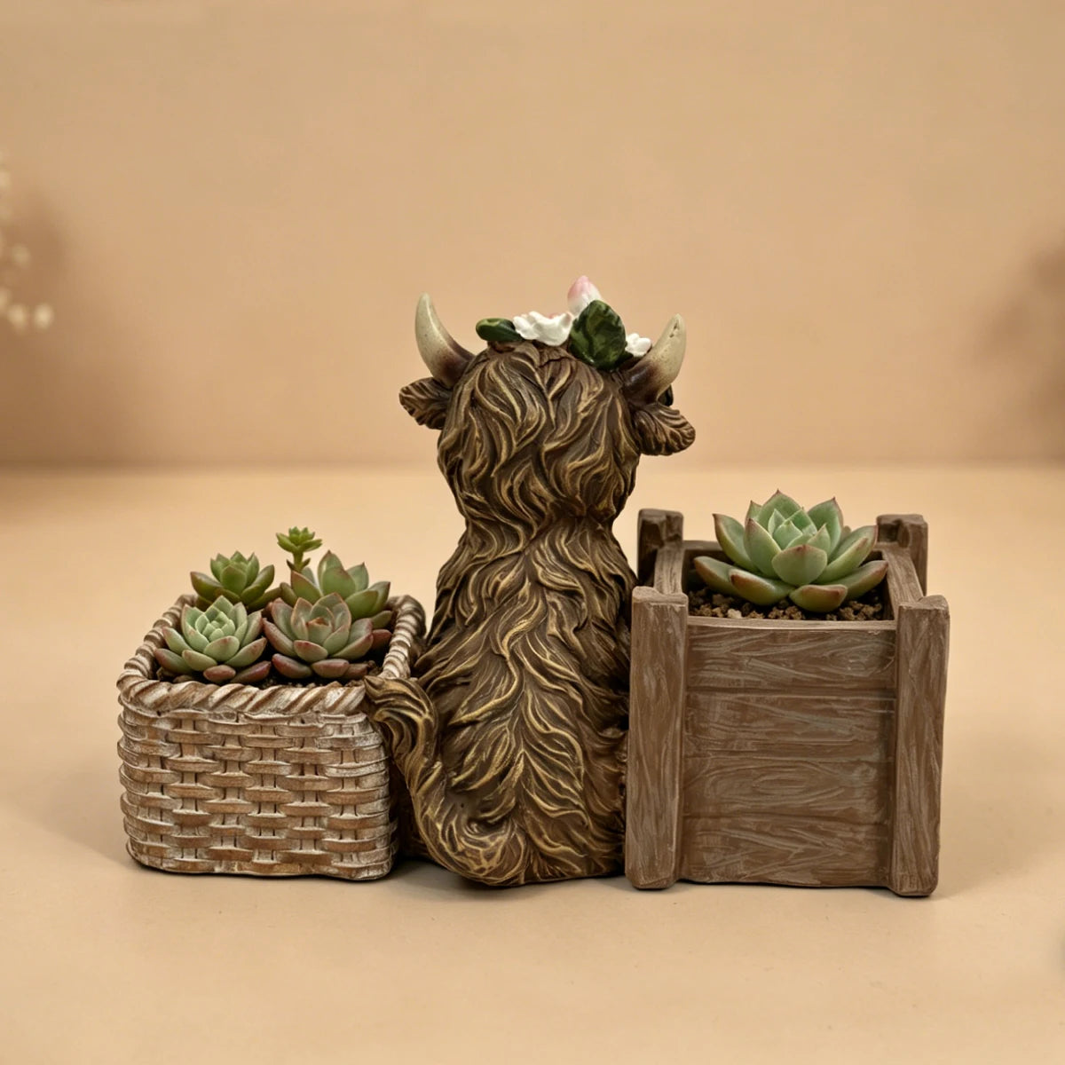 Cute Highland Cow Succulent Planter Resin Flower Pot for Home & Garden Decor - product image 4