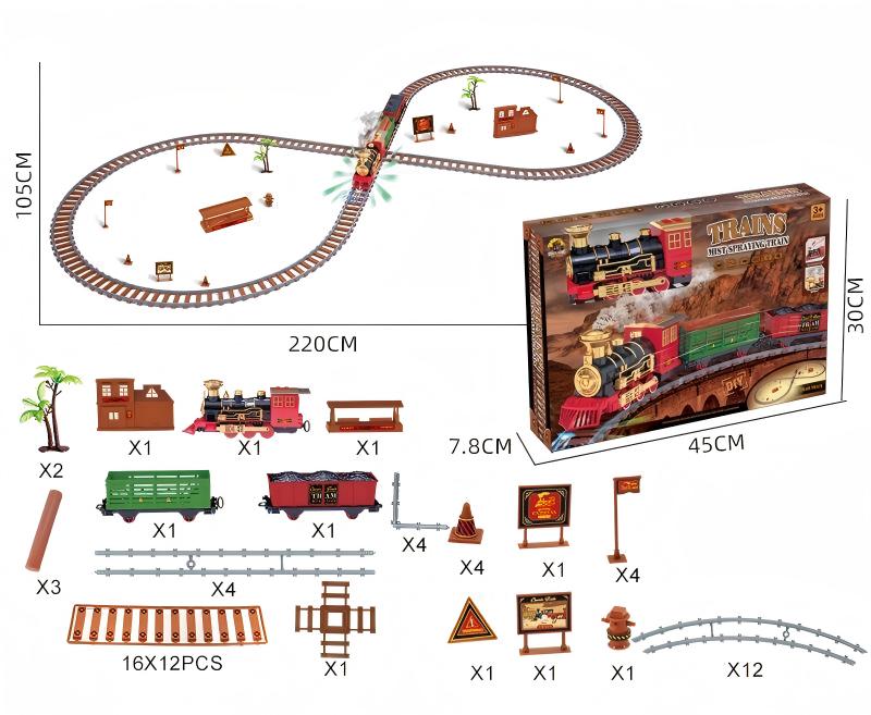 Vintage Christmas Train Set, Electric Steam Locomotive with Tracks & Station Scene - product image 3