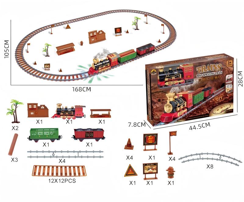 Vintage Christmas Train Set, Electric Steam Locomotive with Tracks & Station Scene - product image 5