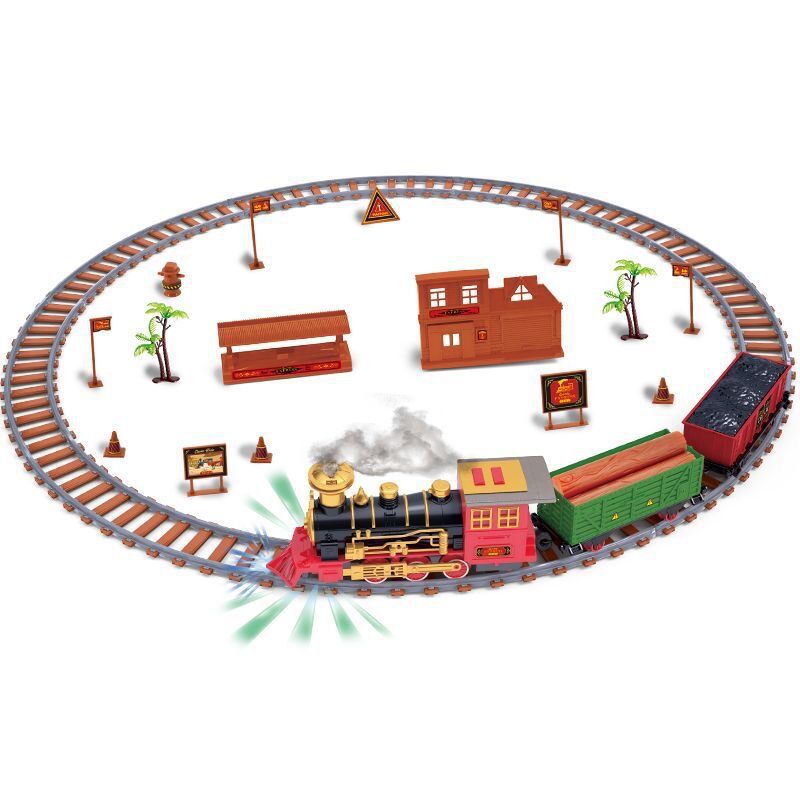 Vintage Christmas Train Set, Electric Steam Locomotive with Tracks & Station Scene - product image 2