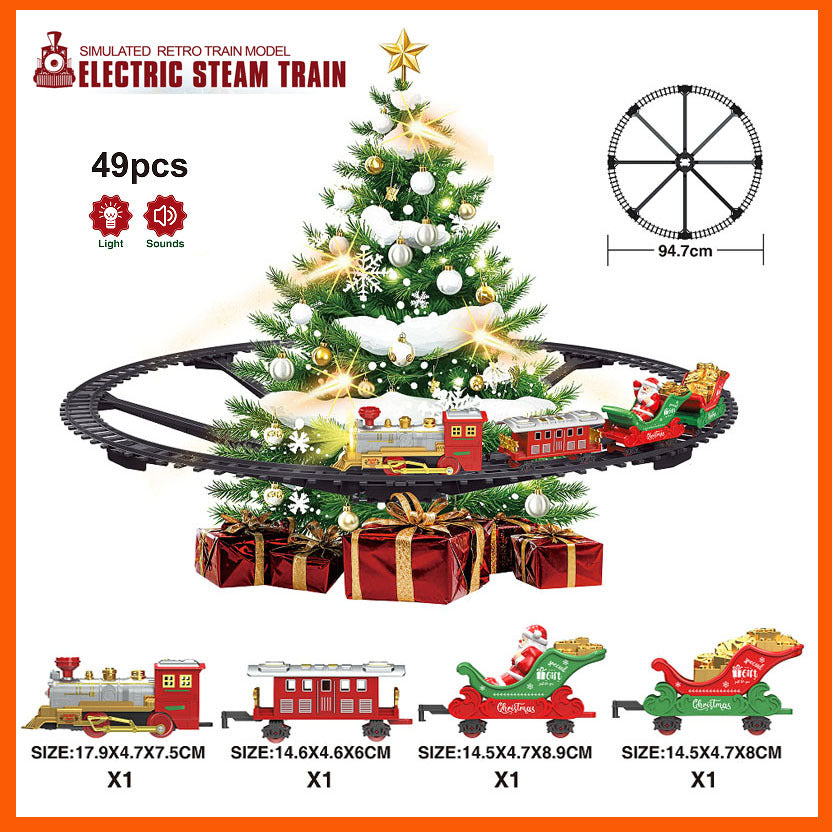 Hanging Christmas Tree Train Set with LED Lights, Electric Railway Christmas Ornament Decoration - product image 3