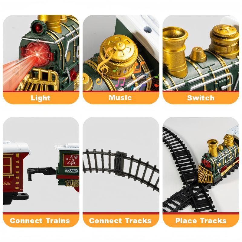 Christmas Train Set with LED Light & Santa Car, Christmas Village Railway Decoration - product image 3