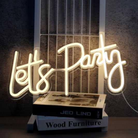 Let's Party Neon Sign for Celebration Birthday Event Decor (3 Colors)