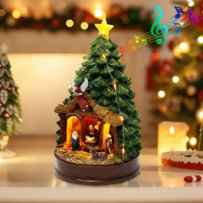 Christmas Tree LED Lighted Nativity Scene Tabletop Centerpiece with Angel & Star Topper - product image 6