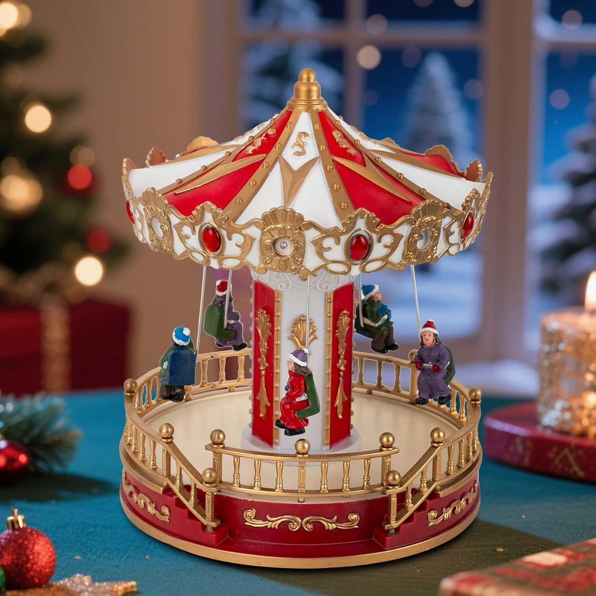 Christmas Village Animated Carousel with LED Lights & Music - product image 8