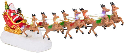Christmas 14" Lighted Santa Sleigh with 8 Flying Reindeer & RGB LEDs - product image 2