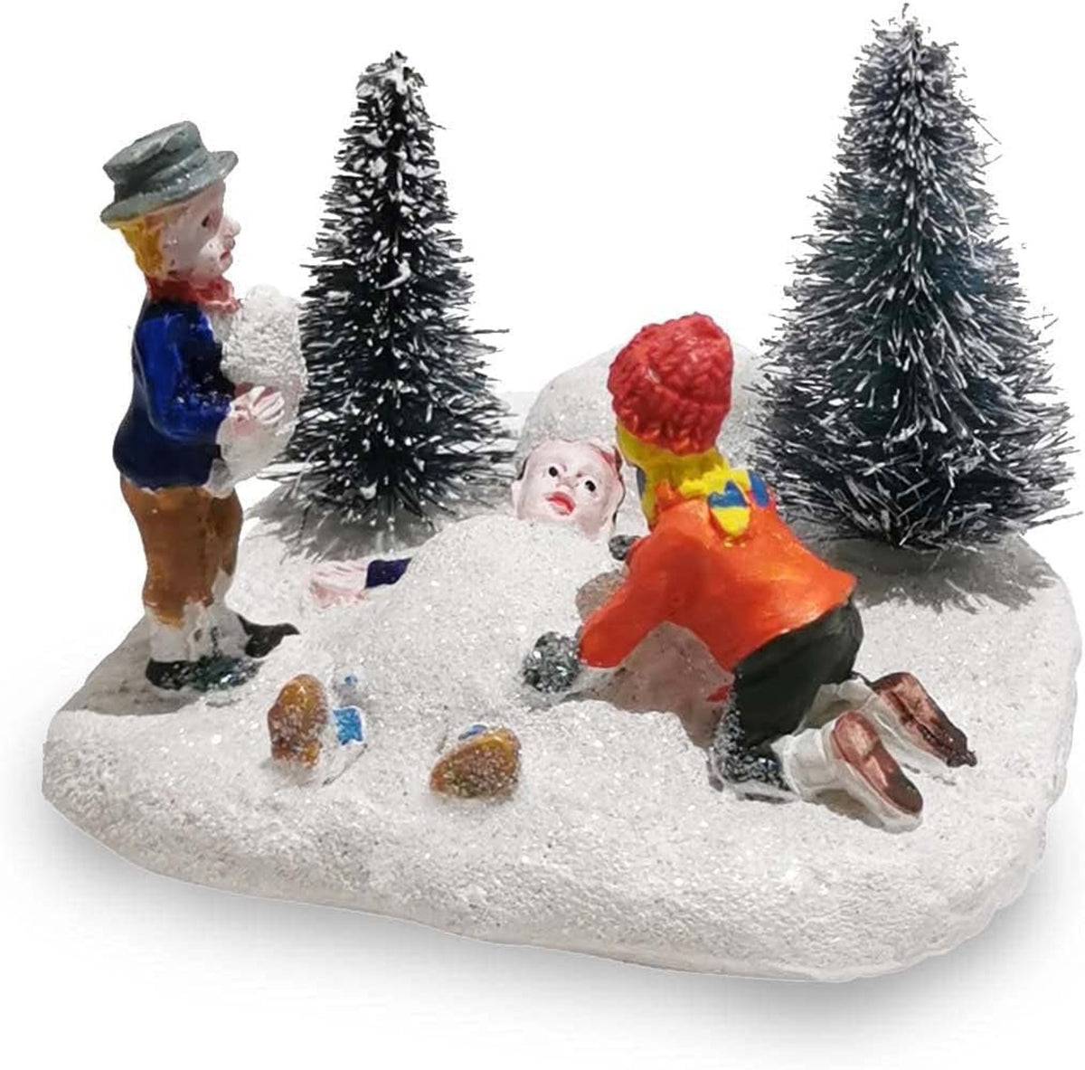Christmas Village Accessory Kids Playing Snow - product image 2