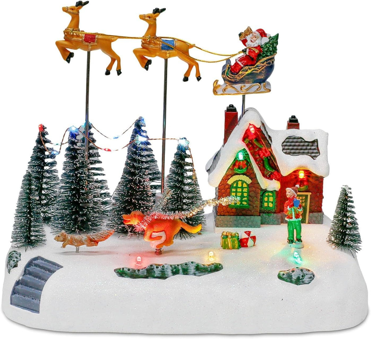 Animated Christmas Village with Flying Santa & Running Animals | innodept12 - product image 2