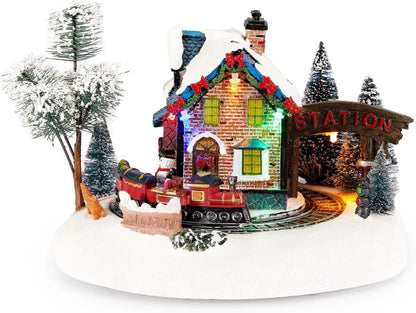 Christmas Village Animated Train Station With LED Lights ＆ Music - product image 2