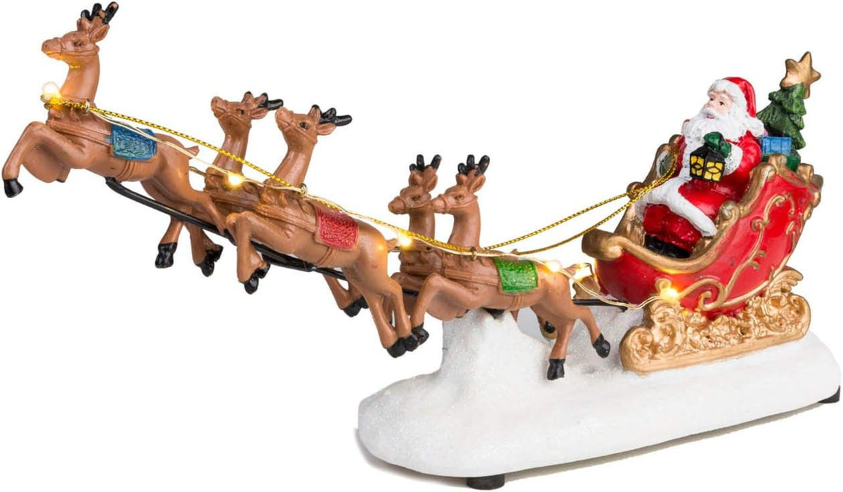Christmas Lighted Santa Claus Sleigh with 5 Reindeers Flying - product image 2