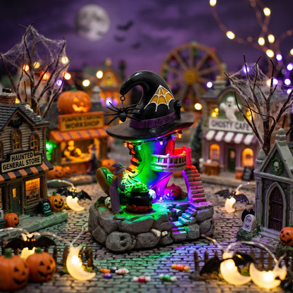Halloween Village Musical Witch Shoe House with LED Lights