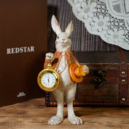 White Rabbit Pocket Watch Figurine Resin Statue for Home Decor - product image 2