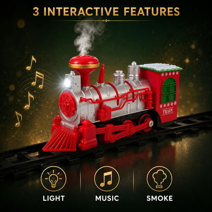 Vintage Red Christmas Train Set with Smoke, Lights & Music - product image 3