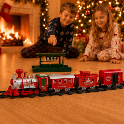 Vintage Red Christmas Train Set with Smoke, Lights & Music - product image 2