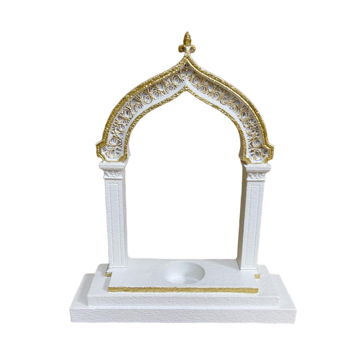 Ramadan Decoration Arch Candle Holder Islamic Style White & Gold Tealight Stand for Home Table Eid Mubarak Festival