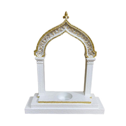 Ramadan Decoration Arch Candle Holder Islamic Style White & Gold Tealight Stand for Home Table Eid Mubarak Festival