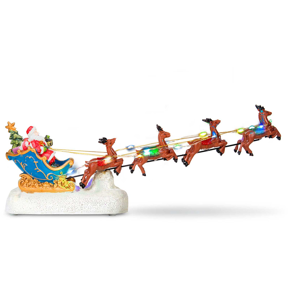 Christmas 14" Lighted Santa Sleigh with 8 Flying Reindeer & RGB LEDs - product image 3