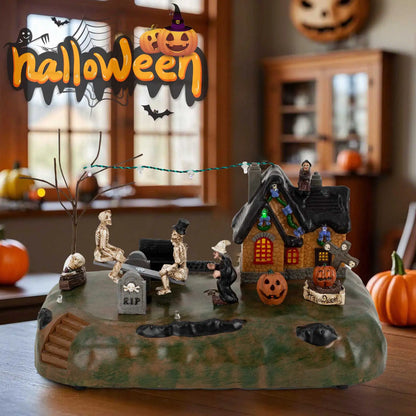 Halloween Musical Village with Moving Seesaw Skeletons & LED Lights - product image 6