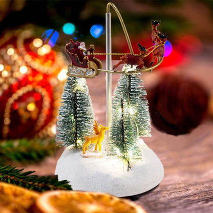Christmas Village Music Flying Santa Sleigh & Reindeer with LED Trees - product image 3