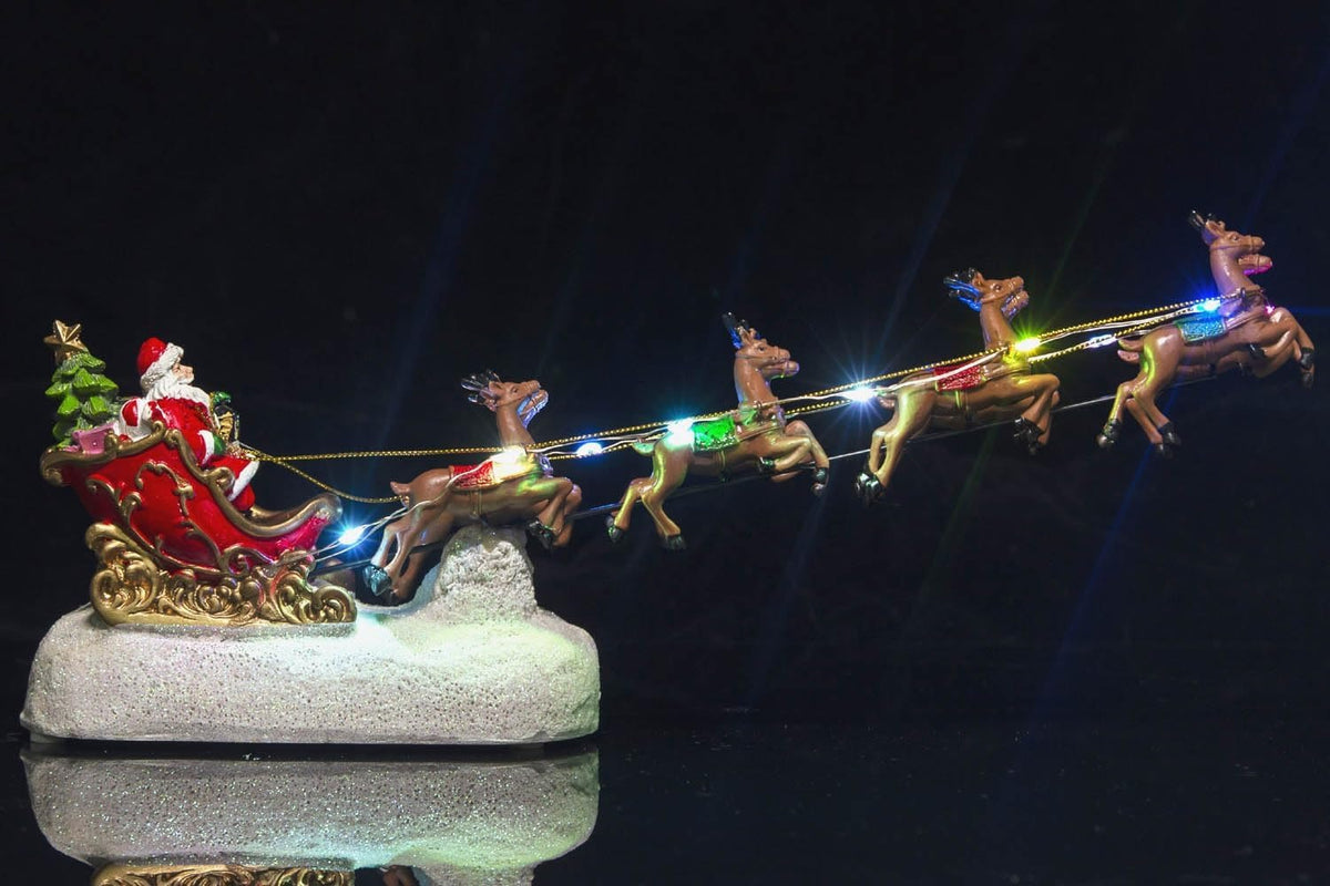 Christmas 14" Lighted Santa Sleigh with 8 Flying Reindeer & RGB LEDs - product image 4