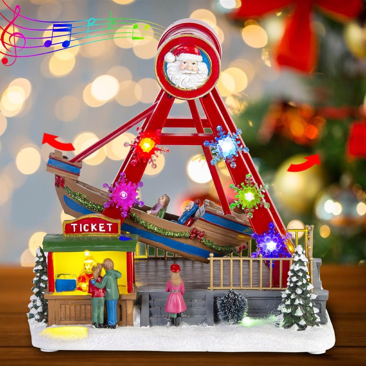 Animated Christmas Pirate Ship Village Decor with LED Lights & Music | innodept12 - product image 4