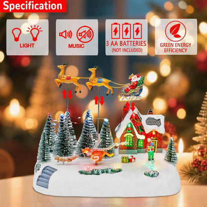 Animated Christmas Village with Flying Santa & Running Animals | innodept12 - product image 4