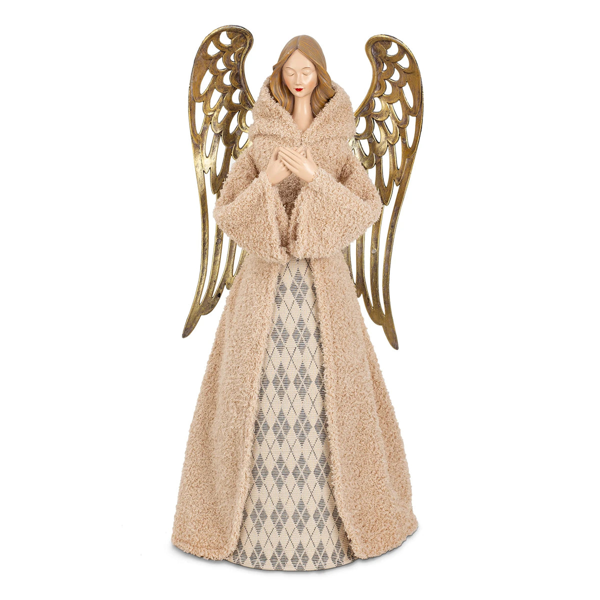 Christmas 21.6" Fabric Light Up Angel Figurine with Gold Wings - product image 2