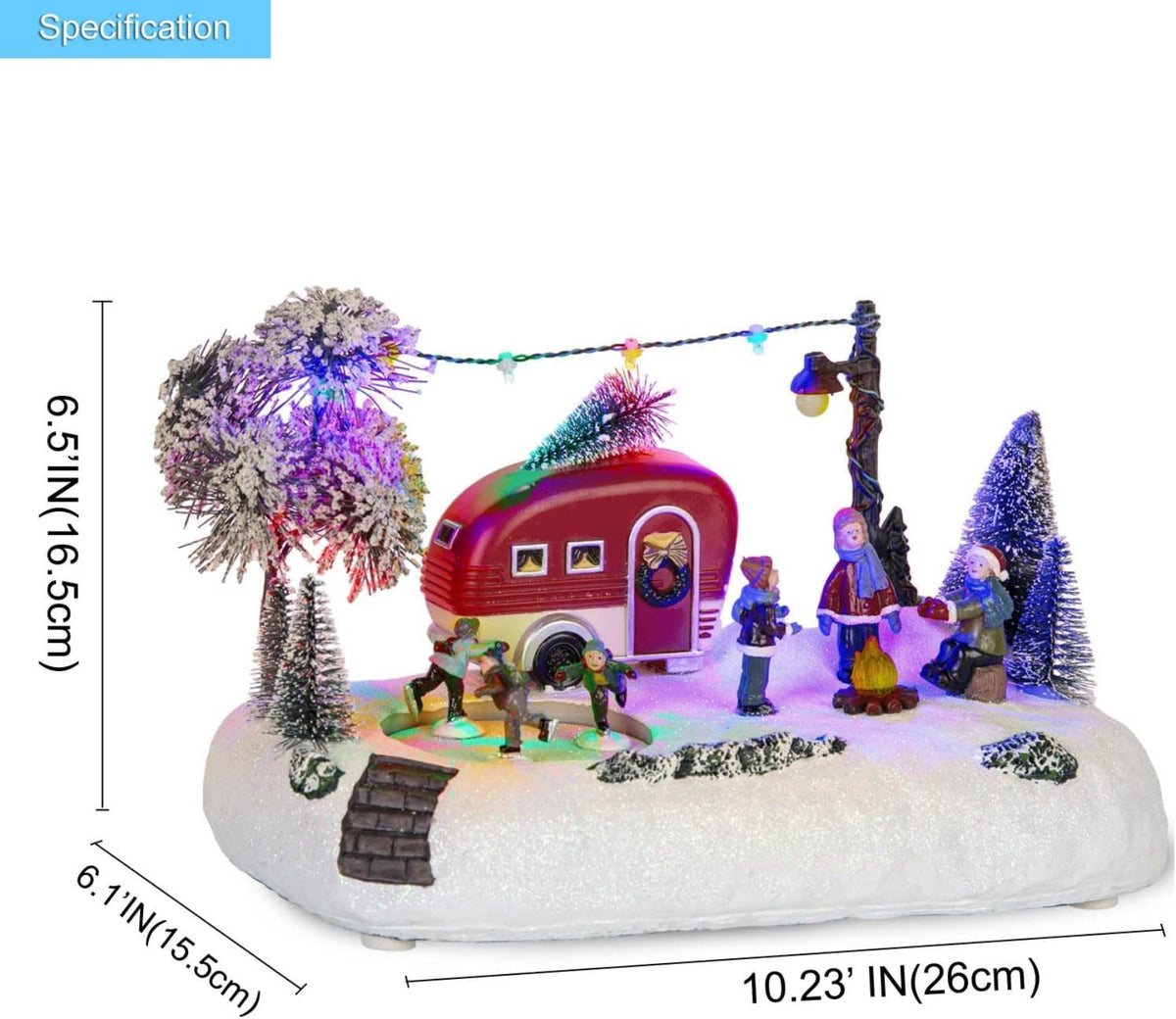 Christmas Village Animated RV Camping Scene with Moving Skaters & LED Campfire, Winter Outdoor Decor | innodept12 - product