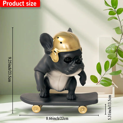 French Bulldog Athlete Figurine Set – Resin Basketball & Skateboard Dog Decor - product image 4