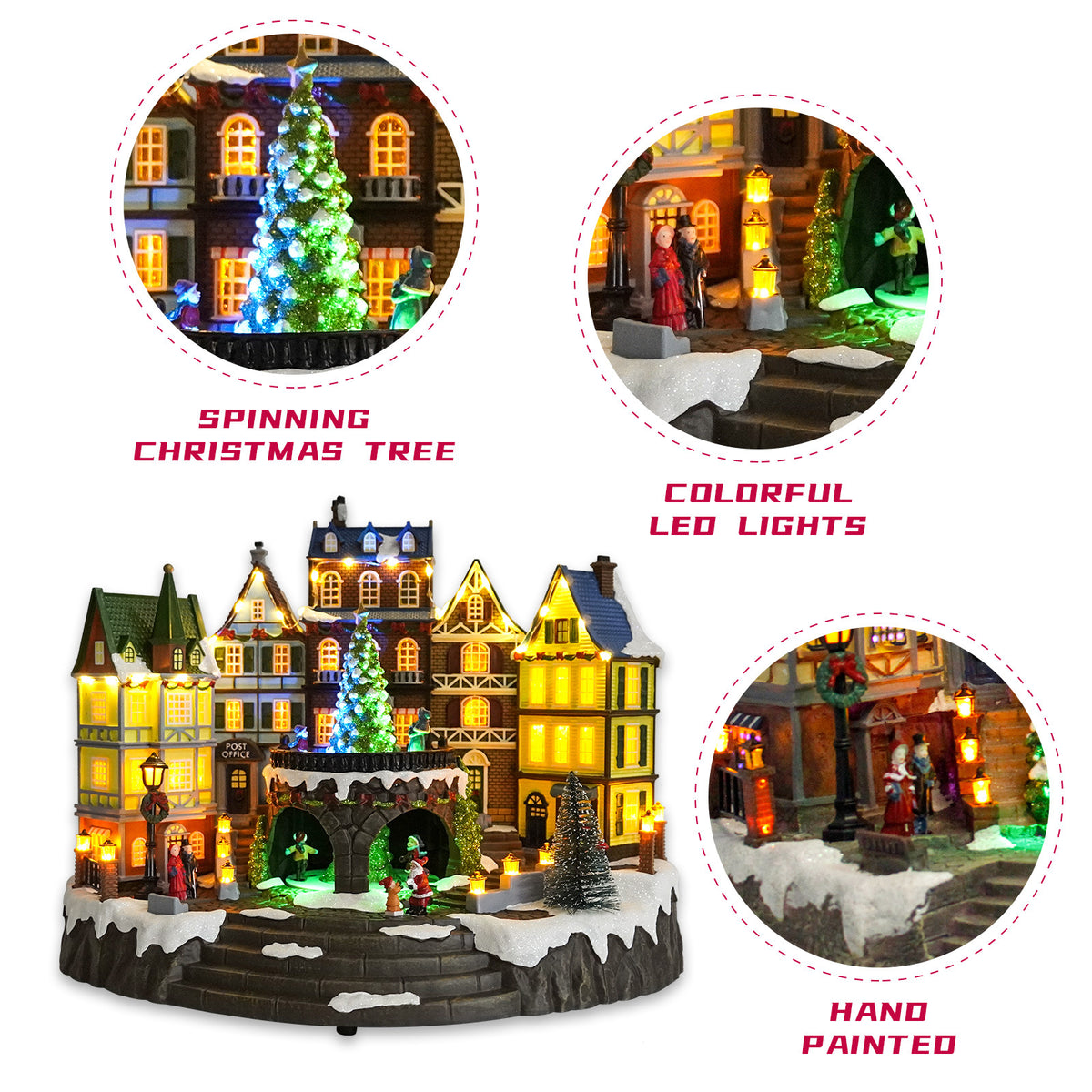 Christmas Village Musical Holiday Town Scene With Moving Tree ＆ Children - product image 3
