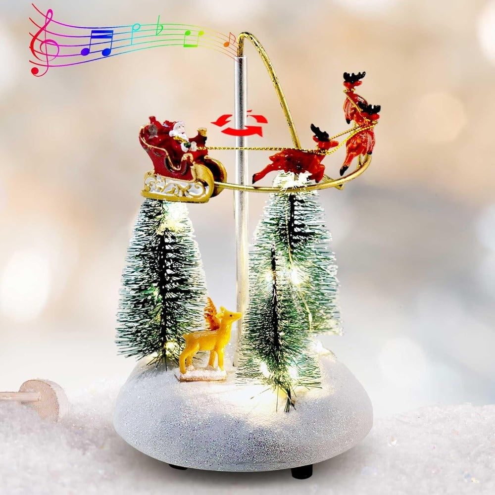 Christmas Village Music Flying Santa Sleigh & Reindeer with LED Trees - product image 4