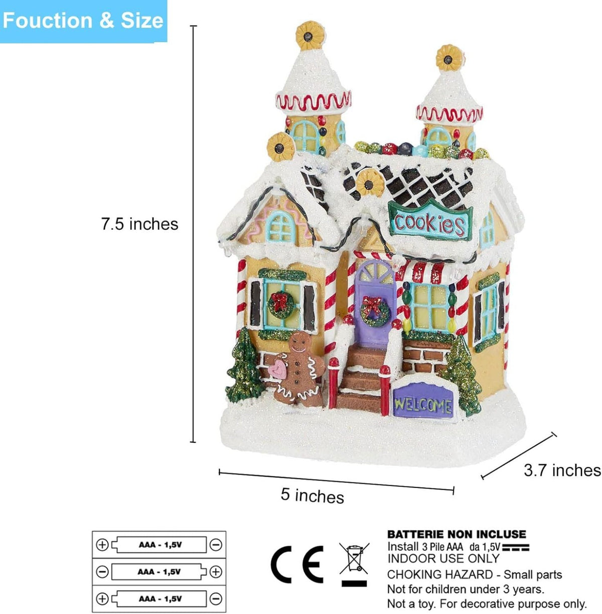 Christmas Village Gingerbread Cookie House with LED Lights - product image 3