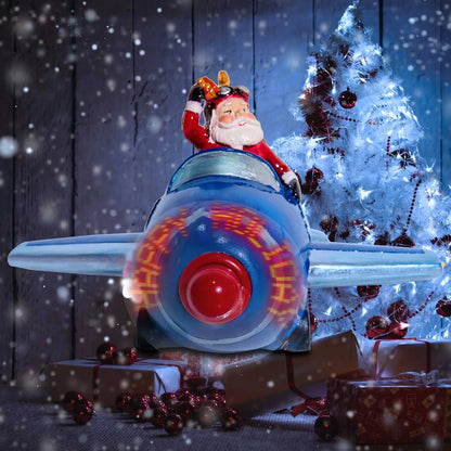 Christmas LED Rotating Santa Claus Airplane Tabletop Decor with "Merry Christmas" Light Effect - product image 5
