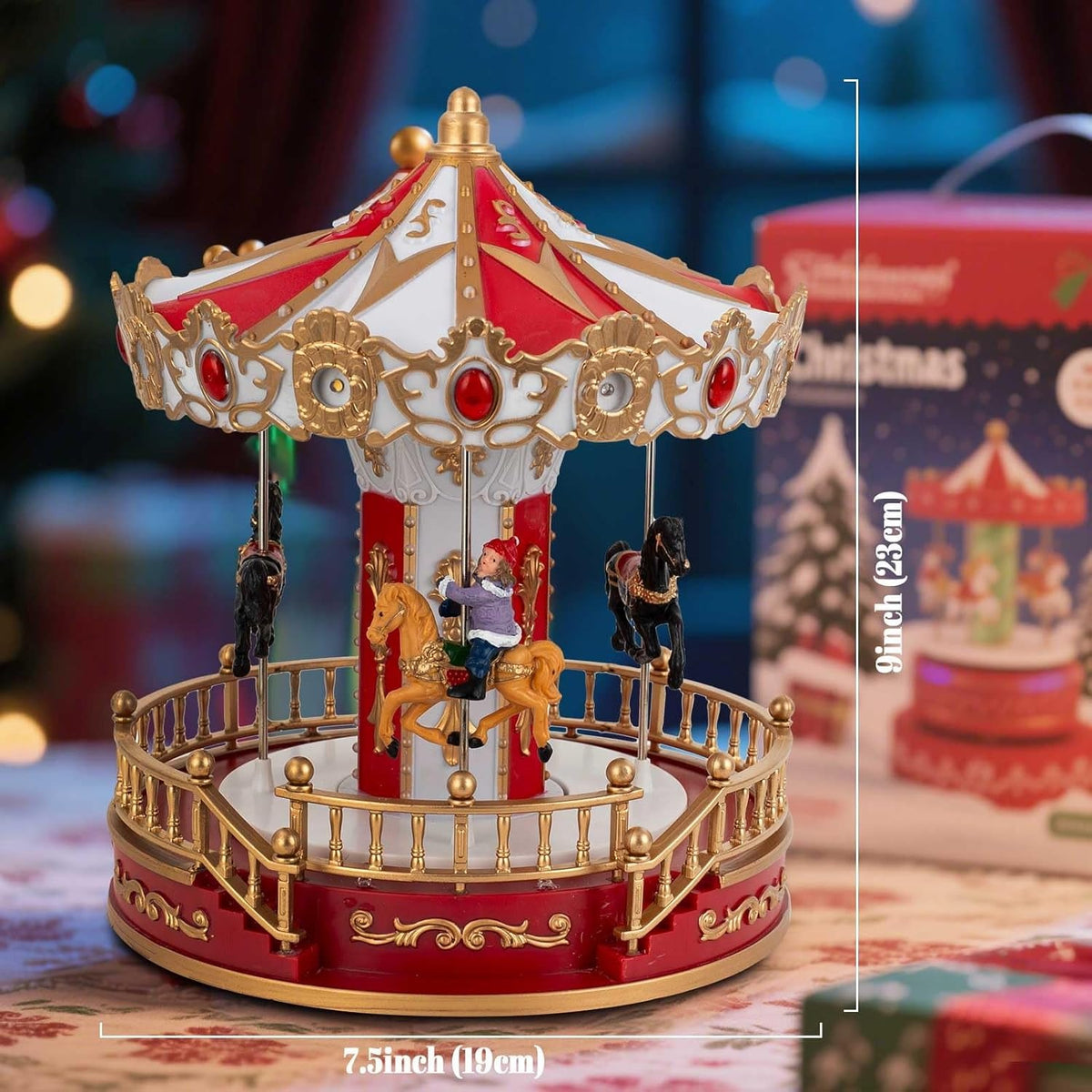 Christmas Village Animated Carousel with LED Lights & Music - product image 4