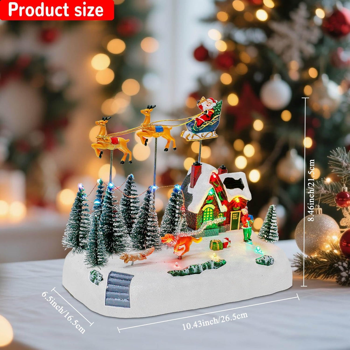 Animated Christmas Village with Flying Santa & Running Animals | innodept12 - product image 3