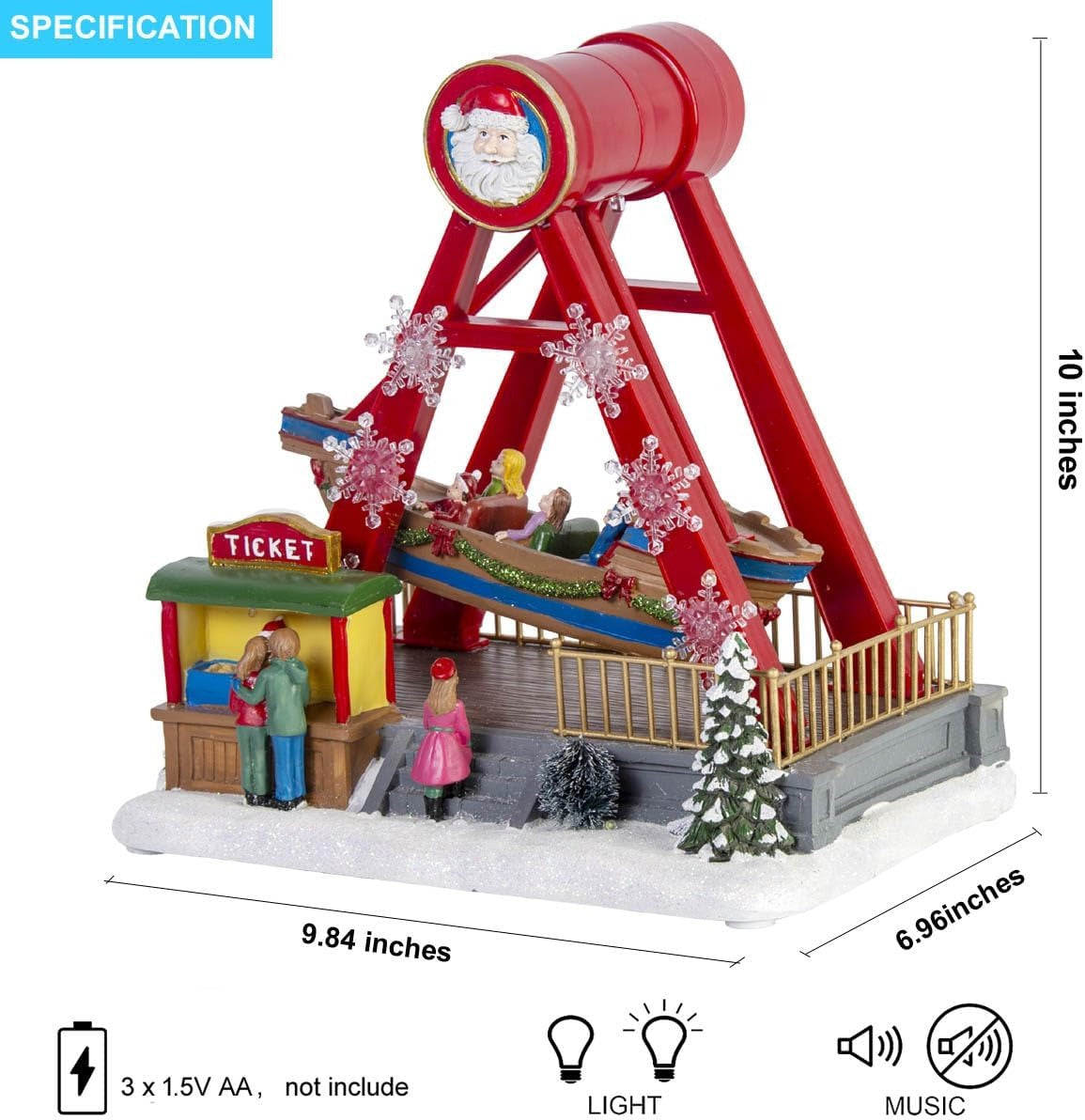 Animated Christmas Pirate Ship Village Decor with LED Lights & Music | innodept12 - product image 3