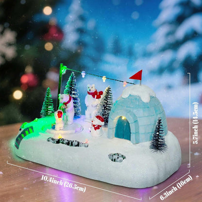 Christmas Village Animated Polar Bear Igloo with LED Light String ＆ Music - product image 3