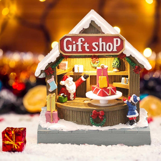 Christmas Village Gift Shop with Animated Rotating Display & LED Lights