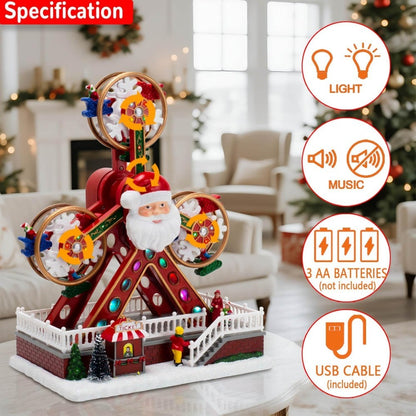 Animated Musical Santa Ferris Wheel Christmas Village with LED Lights - product image 3