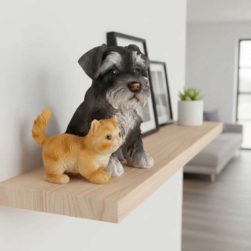 Mini Schnauzer and Ginger Kitten Figurine Set – Resin Garden Decor Statues - product image 5
